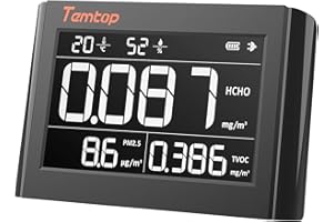 Temtop Indoor Air Quality Monitor PM2.5 HCHO TVOC Formaldehyde Air Quality Detector Large LCD Screen Temperature Humidity Display (PM2.5 HCHO TVOC)