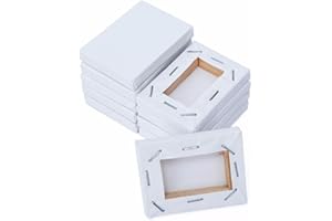 PDTO 10 x gespannte Mini-Leinwandplatten für Kunst-Acryl-Ölfarbe, blanko, weiß, 5 7 cm