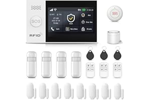 XNH GSM + WLAN Home Alarm System with 4.3 Inch Touch Screen, Smart Complete Systems with App, Security, Burglar System for Home, Pack of 21 - Door and Window Sensors, Motion Sensors, Remote Controls