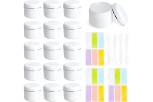 15 stycken krämburkar för fyllning 50 ml set, kosmetiska burkar med skruvlock, krämburkar, salvburkar med 4 spatlar och 3 eti