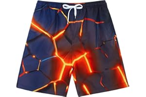 Freshhoodies Slips de Bain Garçon Maillot de Bain Imprimé 3D Short de Plage Short de Surf avec Poches, 5-14 Ans