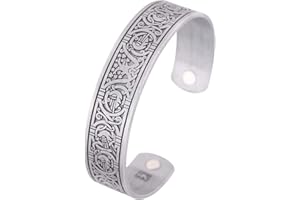 TEAMER Pulsera vikinga de terapia magnética con nudo celta, árbol de la vida, brazalete para mujeres y hombres, Metal