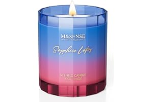 ‎M&SENSE M&SENSE Świeca zapachowa w szkle, świece zapachowe Saphir Lotus|300 g, czas palenia 60 godzin, świeca sojowa, czyste spalanie, dekoracja domu, prezent na Dzień Matki
