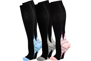 Kuzimua 3 pary Skarpety/pończochy uciskowe dla mężczyzn i kobiet, Bieganie, Sport, Bieganie, Piesze wycieczki, Latanie, Podróżowanie, Ciąża i Lekarze