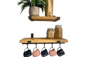 Urban Reclamation Wall Shelf Handmade with Rustic Solid Wood, Reclaimed Timber Shelf, Perfect for Kitchen, Bathroom, Decor, Farmhouse, and Bedroom