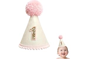 Vyqrx 1st Birthday Crown Hat, Birthday Party Decorations, Soft Satin Headband with Elastic Cord, Girls, 25 cm