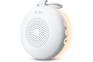 eSynic Portable White Noise Machine Baby Rechargeable Mini Sound Machine for Adults Sleep Travel with Adjustable Night Light| 110g Lightweight| Wireless Phone Connect| 3-Timer| Detachable Hanging Loop