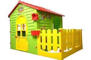 Mochtoys Spielhaus für Kinder - Kinderhaus mit Kleinem Garten, Outdoor Gartenhaus für die Jüngsten mit Terrasse und zu öffnenden Fenstern, Wetterfest, REGT Fantasie und Kreativität an