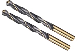 METALLIXITY Drill Bit (10.5mm) 2pcs, 4341 High-Speed Steel Straight Shank 118° Black and Gold Finish for Copper Aluminum Wood Plastic Medium Hard Metal