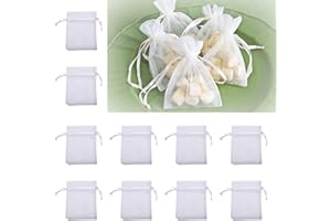 Aidi Organza Bags Small, 10 PCS Small Jewelry Pouches Jewellery 7 cm * 9 Mini Drawstring Bag ​for Party Supplies, Birthday, Anniversary, White (AD-CX-SDSSD01-WT10)