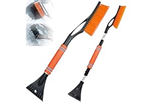 May Huang Raschietto per Ghiaccio Spazzola da Neve(2 in 1), Snow Brush Scraper di Ghiaccio per Auto, Raschietti per Ghiaccio Parabrezza con Impugnatura Antiscivolo per Auto, Camion, SUV (Arancione)