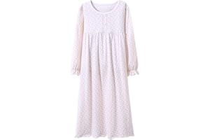 Allmeingeld Girls' Princess Nighties Heart Print Nightgowns Long Sleeve Sleepwear for 3-12 Years