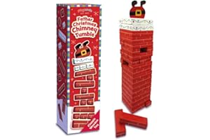 Playwrite Father Christmas Chimney Tumble Wooden Stacking Block Game – Festive Christmas Tower Game for Kids and Families