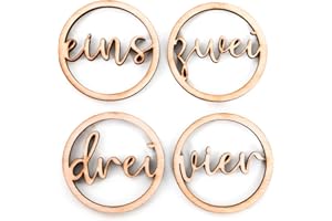 LOGBUCH-VERLAG Adventskranz-Zahlen, 4 Stück: Holzanhänger Advent & Weihnachten, Schriftzug Nummern Holz, Weihnachtsanhänger Adventsgesteck, Kerzen & Kerzenhalter, Weihnachtliche Deko Klein, Weihnachtsschmuck, Ø 5 cm