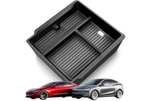 YANBURETA Organizador para Brazo Central de Tesla de Material TPE – Compatible con Model 3 Highland y Model Y Juniper – Caja de Almacenaje Impermeable, Inodora y Antideslizante (2024+ / A Partir de 2025)