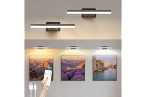 AMFUN 2 Piezas Lampara Pared Sin Cable, Aplique Pared Interior, Lámpara de Pared Inalámbrica con Mando a Distancia, 3 Colores, para Sala de Estar Dormitorio Escaleras Pasillo, Intensidad (Negro)