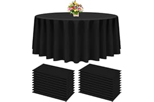 Lumaycens 20 Pack Exquisite Black Round Tablecloths,84 Inch Disposable Round Plastic Tablecloth,Black Plastic Table Cloths for Parties,Picnic,Birthday,Wedding,Outdoor