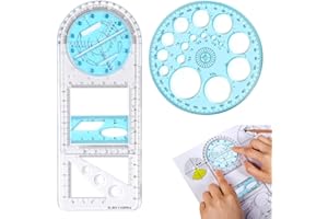 REBANKY LanYing 2 piezas Reglas Geométricas Multifuncionales Regla De Dibujo Multifuncional Plantilla de Dibujo Geométrico para Estudiantes de la Escuela de la Oficina