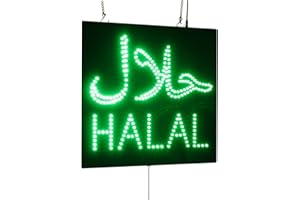 Halal Sign in Arabic and English 2 in 1, 16"x16", 40x40cm, TOPKING, LED, Neon, Florescent, Signage, Signboard, Display, Billboard, Screen, Grand Opening, Gift