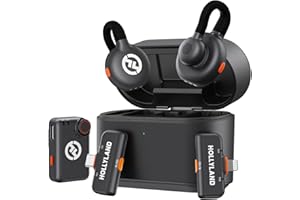 HOLLYVIEW Hollyland Lark M2S Ultimate Combo (kamera RX+Lightning RX+Typ-C RX) bezprzewodowy mikrofon krawatowy do iPhone'a/kamery/Androida/PC, kompaktowy mikrofon, tytanowy klips, redukcja szumów, vlog