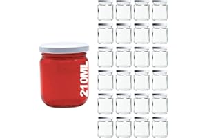 ‎CASAVETRO casavetro 24 x 67, 105, 210, 300, 400 ml Storage Jars with to Closure Lid Colour White Round Jars Preserving Jars Honey Jars (24 x 210 ml)
