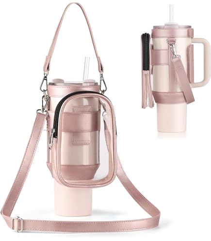 Silicone Water Bottle Pouch For Stanley Cups - With 10 Charms & Boot, Phone/Card Holder Accessory (Violet) - View #5