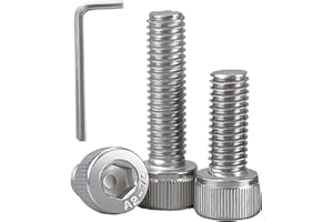 BACSHBY 10 pcs M6 x 60 mm Allen Socket Head Cap Screws – Fully Threaded M6 Hex Bolts 60 mm, A2 Stainless Steel Coarse Threads Long Hexagon Socket Bolts with Wrench