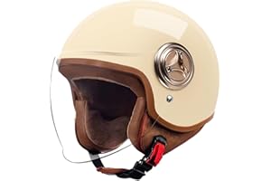 GAORUTO Casco integrale Casco jet Brain - Casco jet DOT/ECE Casco moto retrò Cruiser Chopper Scooter Crash Jet Casco semiguscio per uomo Donna