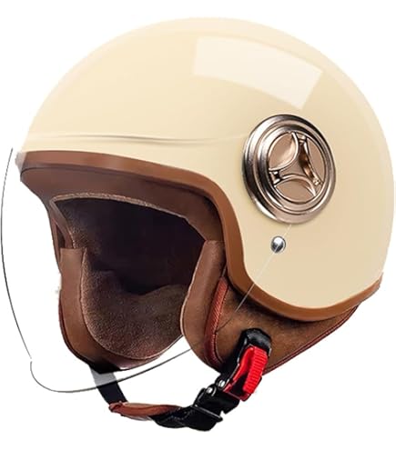 Casco Moto 3/4 Open Face Stile Retro - In Pelle PU, Certificato DOT/ECE, Per Uomo E Donna - Foto 3