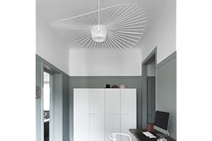 GLZXMQBP MeTikTok Suspensions Rétro Vertigo Lustre, Creative LED Lampe Fibre De Verre + Polyuréthane De Chapeau en Tissu Design Moderne Salon Cuisine Salle De Bain Éclairage Décoratif, E27,Blanc,140CM