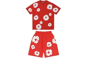 VPQILH Denim Tears Tuta da Donna Uomo Estiva Vendita, Completo Tuta con Stampa de Uomo, Maniche Corte T-Shirt e Pantaloncini Set da Unisex Comodo Sets Estivo, Hip Hop Stilistico, per Casual Fitness Jogging