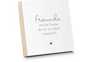 ARTFAVES® Holzbild mit Spruch - Freunde sind die Familie, die wir Uns selbst aussuchen | Deko Geschenk zum Thema Freundschaft/Größe: 14,8 x 14,8 cm