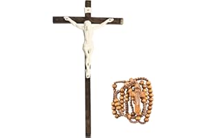 CRAFFANCY Crocifisso, crocifisso da Appendere alla Parete, con Ciondolo a Forma di crocifisso, in Legno, per Decorare la casa