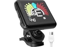 CANTUS Guitar Tuner Clip on Rechargeable with Metronome Tone Generator for Guitar Bass Ukulele Violin Banjo Chromatic Wind Instrument, Metronome Tuner for All Instruments