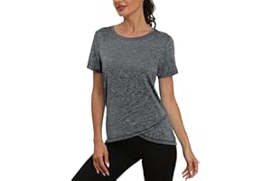 Jlowesun Women's Gym Yoga Tops, Short Sleeve Running Workout Sprots T-Shirt for Women UK Loose Fit,Quick Dry Fitness Activewear Athletic for Ladies Gym Exercise