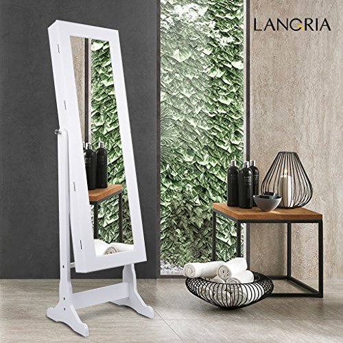 LANGRIA Schmuckschrank Spiegelschrank Schmuckregal Winkel Einstellbar Schmuckkasten (Type 1) - 3