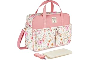 SONARIN Grande Capacità Multifunzionale Borsa Fasciatoio per Neonato,Borsa per il Cambio Borsa a Tracolla Borsa per Pannolini da Viaggio Impermeabile con Spalline & Fasciatoio