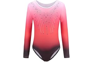 Sinoem Gymnastics Leotards for Girls Long Sleeve/Sleeveless Gradient Color Sparkle Leotard Dancing Ballet Gymnastics Athletic for Little Girl