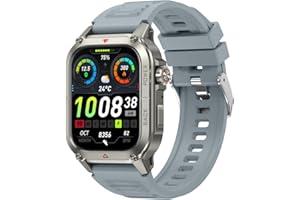aowoka Reloj Inteligente Mujer Hombre, Smartwatch Bluetooth, Smart Watch, Impermeable IP68(Gris Frío)