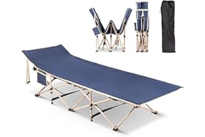 Leogreen Lit de Plage Pliant, XXL Lit de Camp Pliable, 190 x 67 x 35 cm, Charge Max 150kg, avec Sac de Transport, Idéal pour Camping Beach Pêche, Bleu Marin