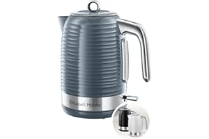 ‎RUSSELL HOBBS Russell Hobbs Inspire Kettle, Grey, 1.7 litres, 2400 W, Quick Boil Function, Optimised Pouring Spout, Removable Limescale Filter, Water Level Indicator, Tea Maker 24363-70 [Amazon Exclusive]