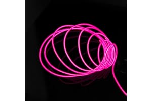 Gcidto El Wire Pink，5m Cuttable Glowing Rope Lights ，Portable Neon Lights Strip for Halloween Parties, DIY Decoration