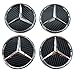 Produktbild 4 x Kappen Nabendeckel Felgendeckel Nabenkappen Logo Mercedes Benz Schwarz Kohlefaser-75 mm – Klasse A B C und CLK GL M ML SLK – für Nieten Felgen Legierung