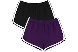 URATOT 2-pack sportshorts i bomull yoga dans korta byxor sommar atletiska shorts