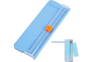 Heiqlay Taglierina per Carta, Tagliacarte a Ghigliottina Taglia Fogli Tagliacarte Portatile con Protezione di Sicurezza Automatica e Righello Laterale per Carta Foto Etichette e Cartoncino (blu)