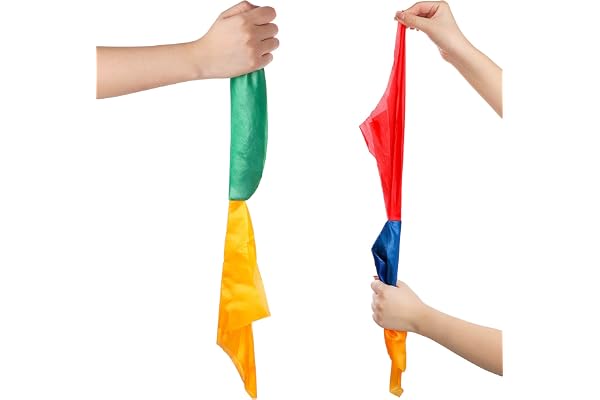Geyoga Foulards Magiques 2 Pcs Écharpes Magiques Multicolores Mouchoirs Faciles à Couleur Changeante Accessoires de Tour de Magie de Rue pour Anniversaire de Fêtes, Bleu Jaune Rouge Vert
