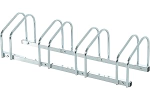HOMCOM Râtelier 4 vélos range-vélos support de rangement pneu 65 mm sol ou mural pour VTT enfants BMX 110 x 33 x 27 cm acier argent