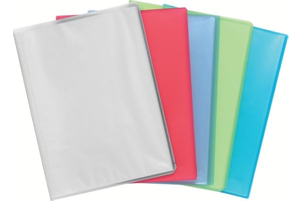 Exacompta - Réf. 85169E - 1 Protège-documents Chromaline - 10 pochettes cristal lisse - 20 vues - pour A4 - dim 24 x 32 cm - couverture en polypro translucide semi-rigide - 5 couleurs aléatoires