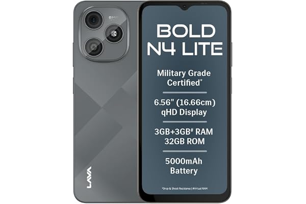 Lava Bold N4 Lite (Ghost Silver, 3GB RAM, 32GB Storage) | 6.56" qHD Display | 8MP Rear Camera | 5000 mAh Battery | Free Servi
