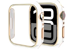 Miimall Obudowa PC ze szkieletem do Apple Watch 11/10 42 mm, etui ochronne o wysokiej wydajności, łatwa instalacja, etui ochronne do Apple Watch serii 11/Series 10, białe + różowe